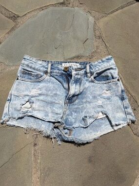 Bullhead Light Blue Distressed Denim Cutoff Shorts